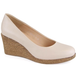 Beige Damen-Keilabsatzschuhe Potocki SZ12024