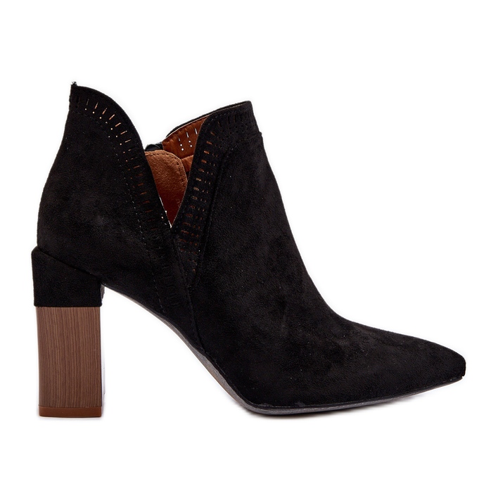 Schwarze Vailen-Stiefeletten mit hohem Absatz und durchbrochenem Muster