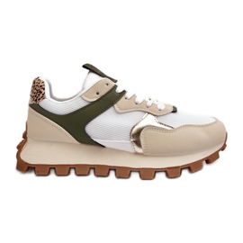 Damen Sneakers Sportschuhe Beige-Grün Ralita