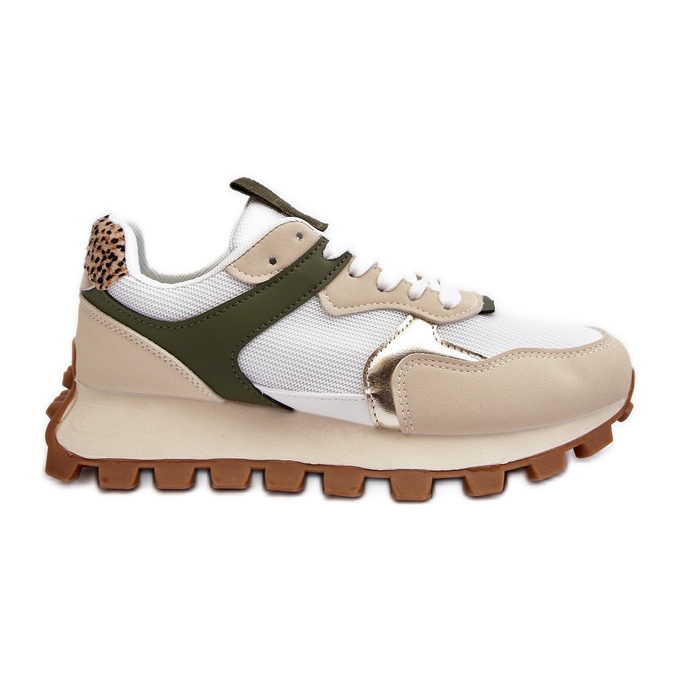 Damen Sneakers Sportschuhe Beige-Grün Ralita