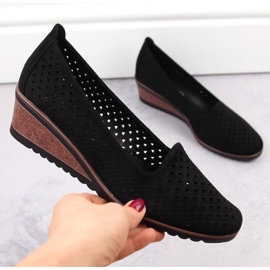 Potocki W WOL206 Keilschuhe aus schwarzem Wildleder