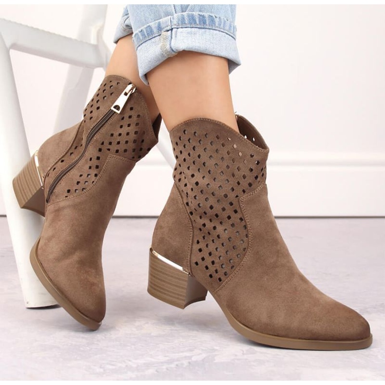 Vinceza W JAN265B durchbrochene Cowboystiefel aus Wildleder, braun