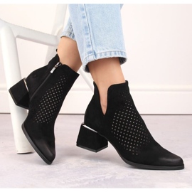 Wildleder-Stiefeletten mit hohem Absatz Potocki W WOL213A, schwarz