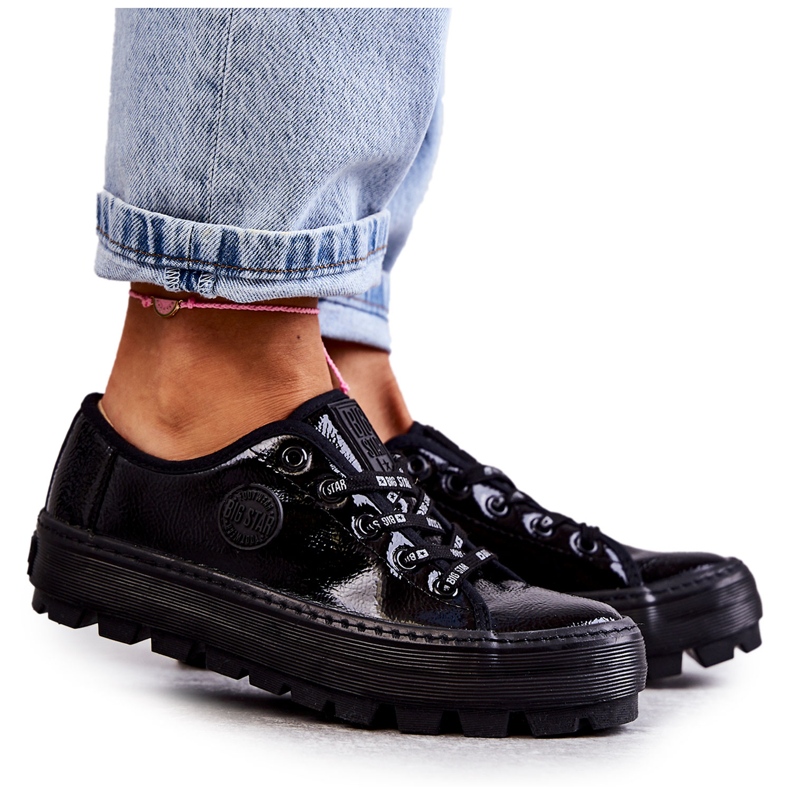Modischer Lack-Sneaker Big Star KK274044 Schwarz