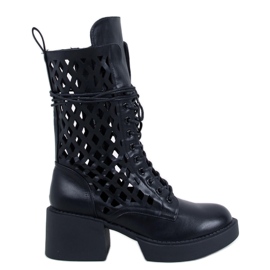 Vines Nero durchbrochene Stiefeletten schwarz