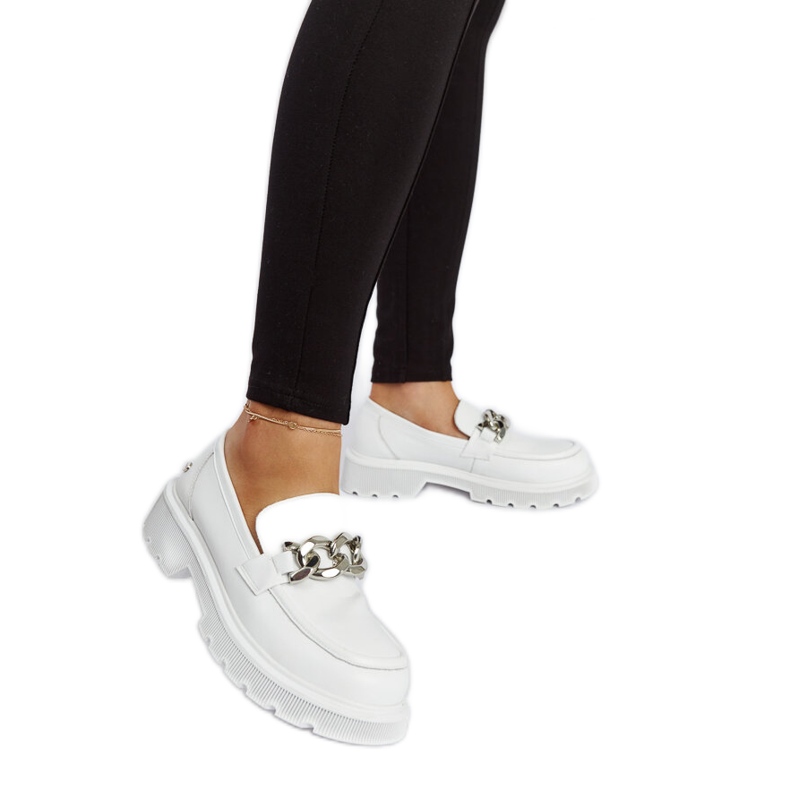 Weiße Ledermokassins Goe LL2N4038