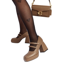 Cher braune Pumps mit massivem Blockabsatz