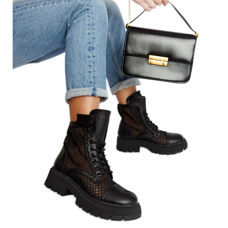 Schwarze transparente Waldeck-Stiefel