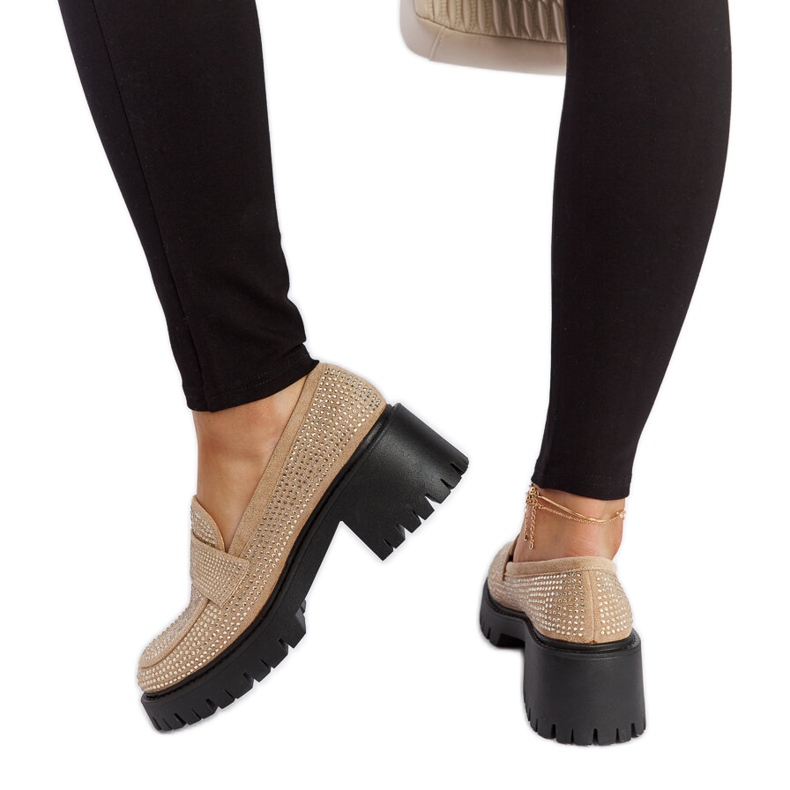 Beige Mokassins mit massivem Absatz von Parent