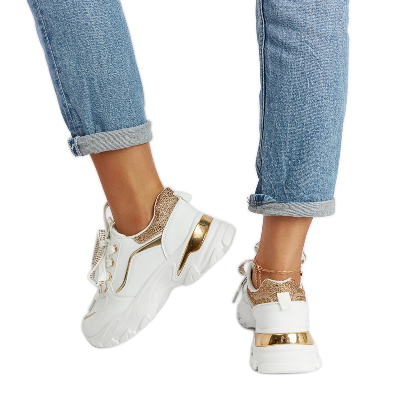 Massive weiße Sneakers mit Euclid-Strasssteinen