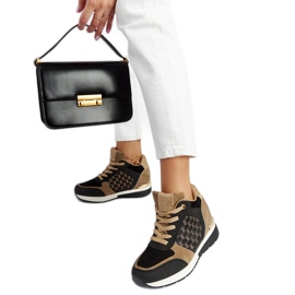 Schwarze, kastanienbraune Keilsneaker