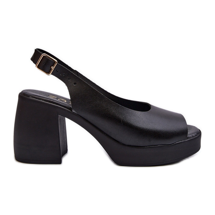 Zazoo 40376 Ledersandalen mit klobigen High Heels, Schwarz