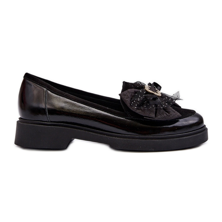 Damen-Mokassins aus Lackleder mit Schleife Laura Messi 2786 Schwarz