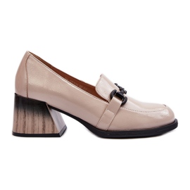 Vinceza Beige Lack-High-Heel-Schuhe Nireva