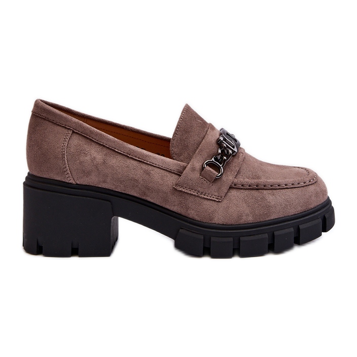 Vinceza Beige Eriella Beige Mokassins mit massiven Absätzen