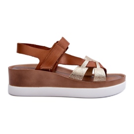 Zazoo 40397 Damen Ledersandalen auf der Plattform, Braun