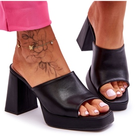 Sweet Shoes Schwarze Leder-Slipper mit hohem Absatz