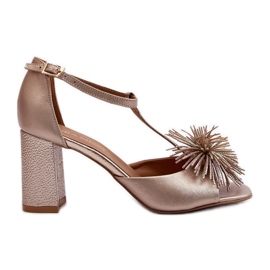 Ledersandalen mit hohem Absatz und Verzierung Laura Messi 2758 Gold golden