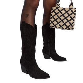 Schwarze Sapri-Cowboystiefel mit hohen Absätzen