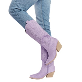 Lila Sapri-Cowboystiefel mit hohen Absätzen violett