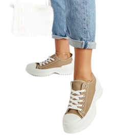 Beige Monteleone-Plateau-Sneaker