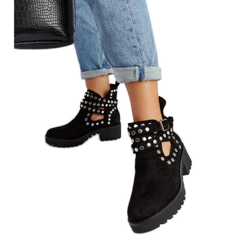 Schwarze dekorative Thomas-Plateaustiefel