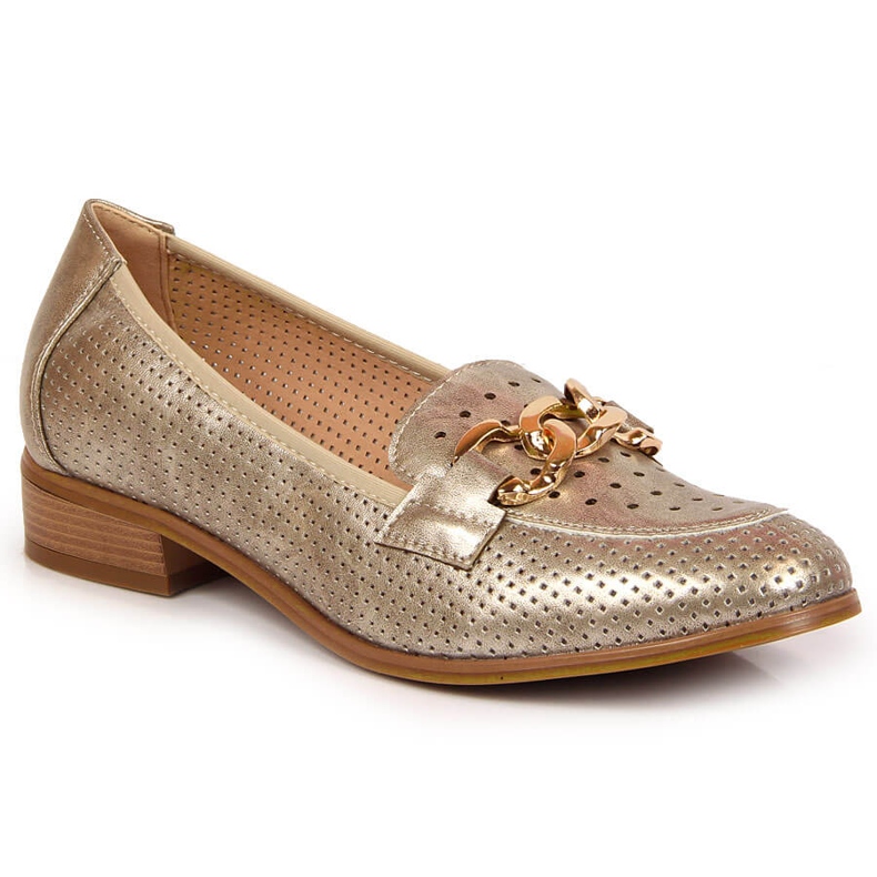 Durchbrochene Schuhe mit einer Goldkette von Potocki golden