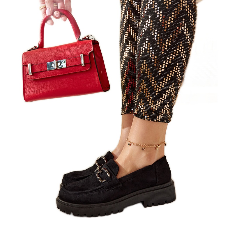 Schwarze Wildleder-Loafer mit Springs-Schnalle