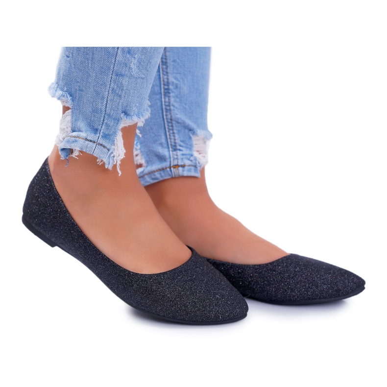 Seastar Damen Ballerinas Glitzer Schwarz Fifi