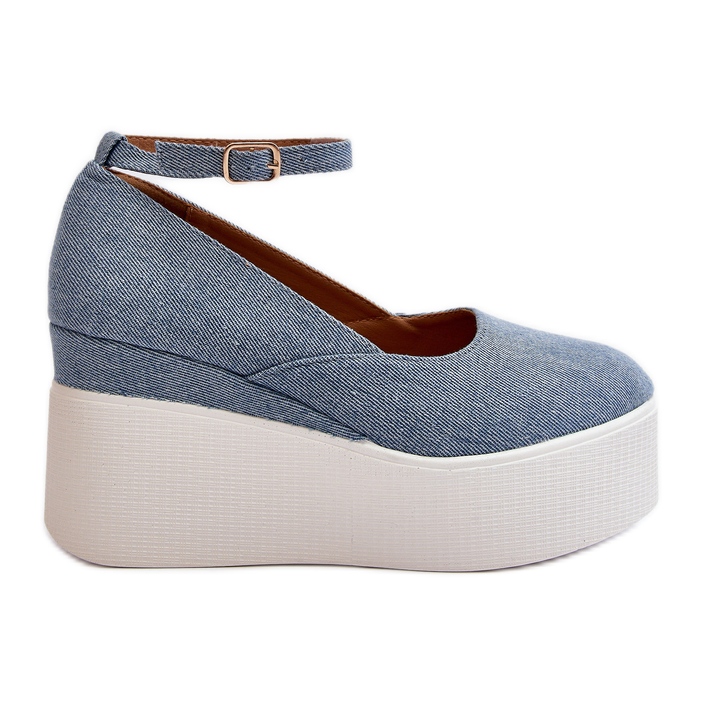 Damen-Jeans-Espadrilles mit Keilabsatz, blaue Malla