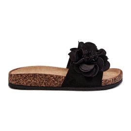 Damen-Flip-Flops mit Blumen, Black Lulania schwarz