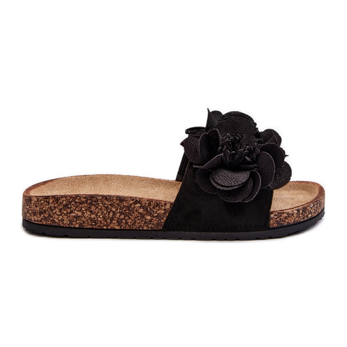 Damen-Flip-Flops mit Blumen, Black Lulania schwarz