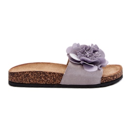 Damen-Flip-Flops mit Blumen, Grau von Lulania