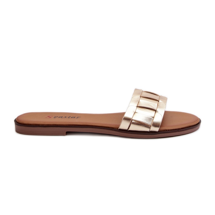 Klassische goldene Namrita-Flach-Flip-Flops für Damen
