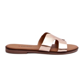 Damen-Flip-Flops mit Cut-Outs in Roségold Lumossa golden