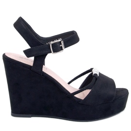 Waite Schwarze Keilsandalen