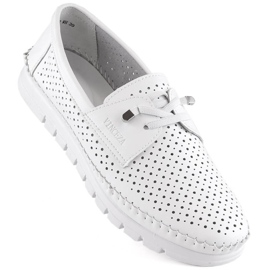 Damen-Slipper aus durchbrochenem Leder, weiß Vinceza 7872