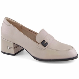 Damen-Lederschuhe mit hohen Absätzen, grau Vinceza 66612