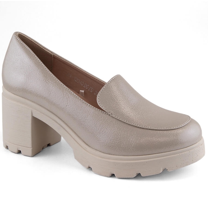 Beige Damen-Slipper mit hohem Absatz und Plateau Potocki 12040
