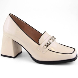 Damen-Lackschuhe mit Zierabsatz, beige Potocki 12322