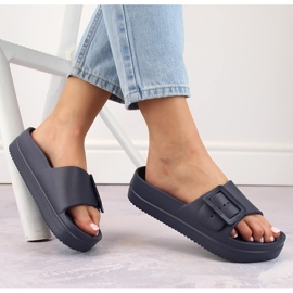 Damen-Plateaupantoffeln aus Schaumstoff mit Schnalle, Marineblau Big Star NN274A665