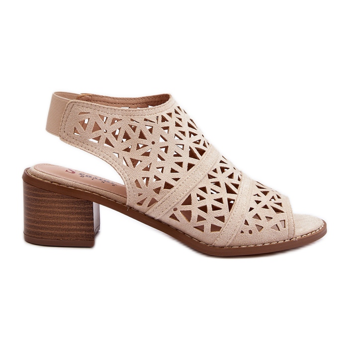 Beige durchbrochene Sandalen mit hohem Absatz Serapina