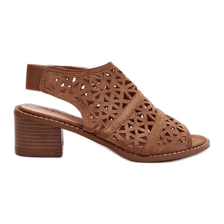 Durchbrochene Sandalen mit hohem Absatz in Braun von Serapina