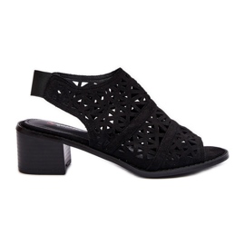 Durchbrochene Sandalen mit hohem Absatz in Schwarz von Serapina