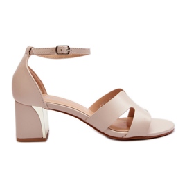 Beigefarbene Damen-Sandalen mit Blockabsatz Irivana