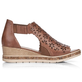 Bequeme Damen-Keilsandalen aus Leder, braun, Remonte D3056-24