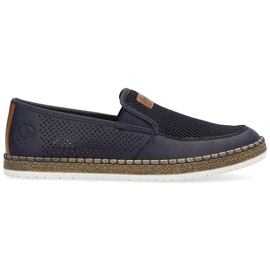 Bequeme, durchbrochene Herren-Slipper aus Leder, marineblau Rieker B5271-14