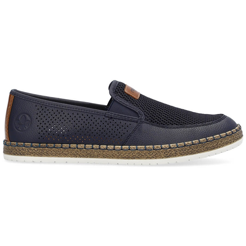 Bequeme, durchbrochene Herren-Slipper aus Leder, marineblau Rieker B5271-14