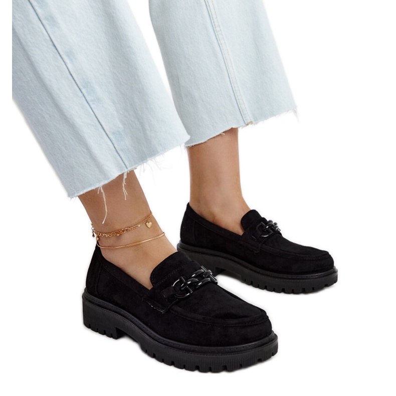 Schwarze Wildleder-Loafer mit Lyle-Schnalle