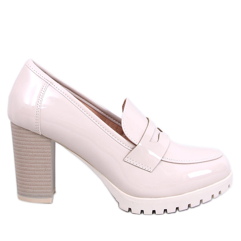 Jeffis Beige Mokassins mit Lackabsatz